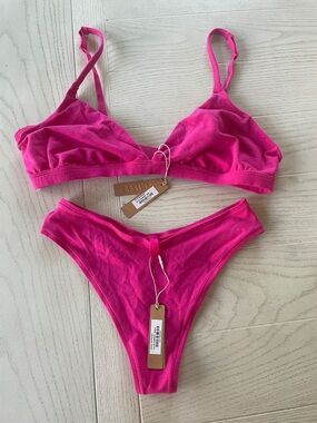 SKIMS Hot Pink Bralette Bikini Set